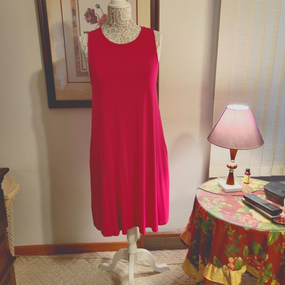Time and Tru sleeveless pink dress, pockets, like new